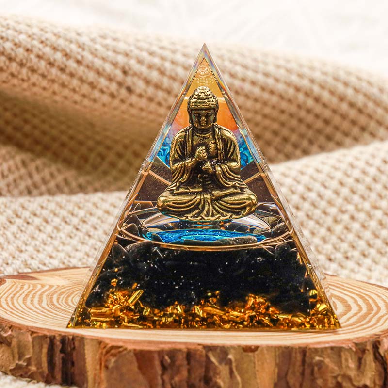 Olivenorma Obsidian Buddha Protection Orgone Pyramid - 3.93''*3.93''(10cm X 10cm) - YES PLEASE $8 - image 0