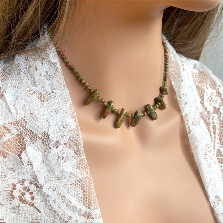 Olivenorma 4mm Bead Natural Tusk Stone Bohemian Necklace - image 12