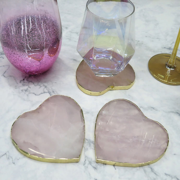 Olivenorma Rose Quartz Heart Shape Coaster Gemstone Decoration - image 9