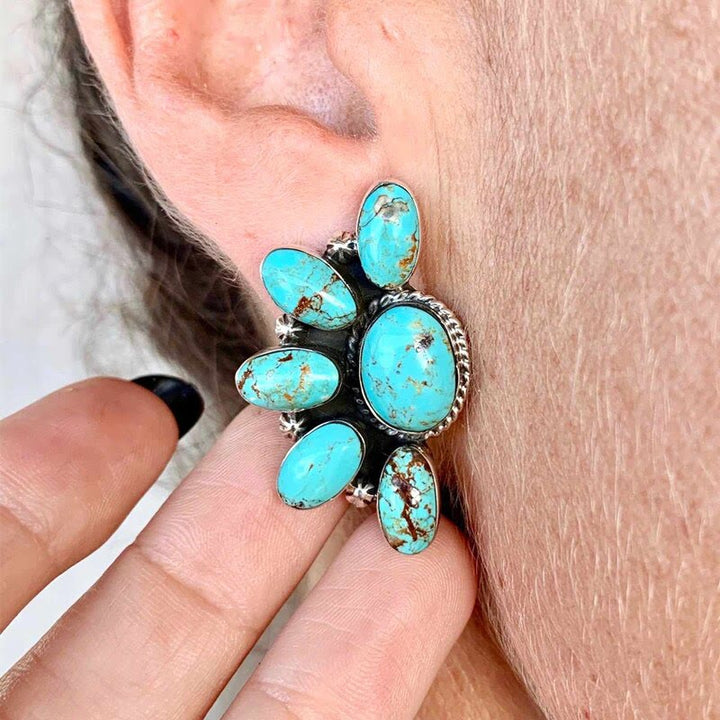 Olivenorma Vintage Bohemia Style Natural Stones Turquoise Earrings - image 4