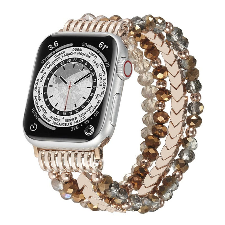 Olivenorma Alloy Arrow Crystal Beaded Watch Strap Bracelet - Brown - 42-45mm - image 9