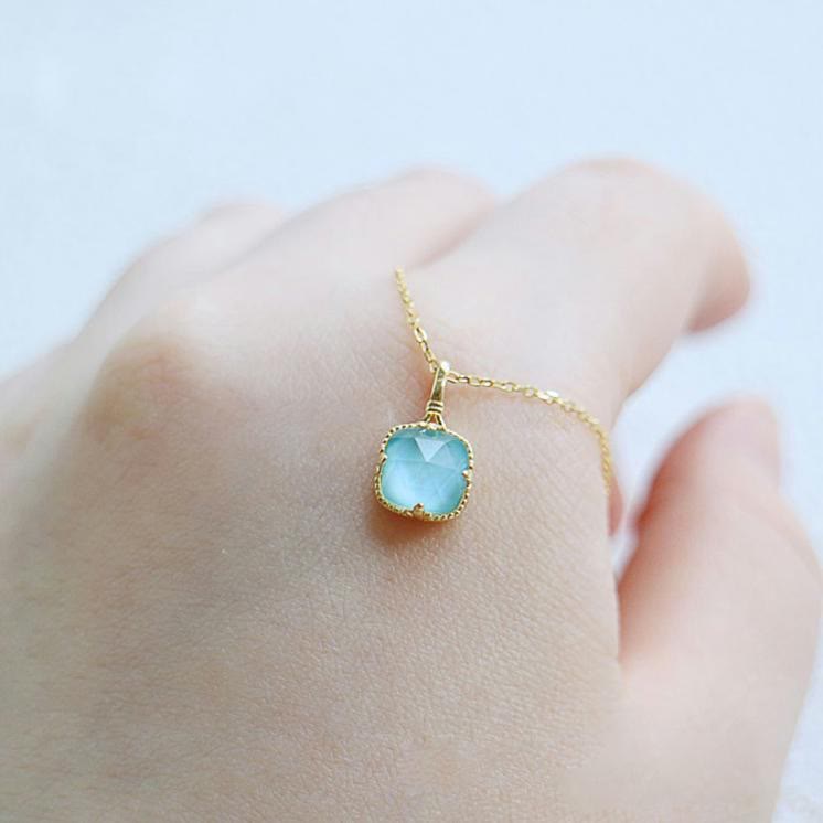 Olivenorma Square Faceted Aquamarine Necklace - image 1