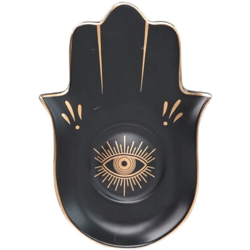 Olivenorma Hamsa Small Tray Evil Eye Jewelry Plate Coaster - Black - Hamsa Evil Eye#1 - image 3