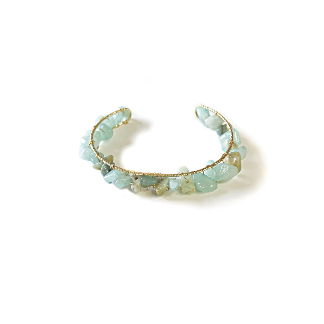 Olivenorma Natural Crystal Gravel Beads Wire Wound Bracelet - image 2