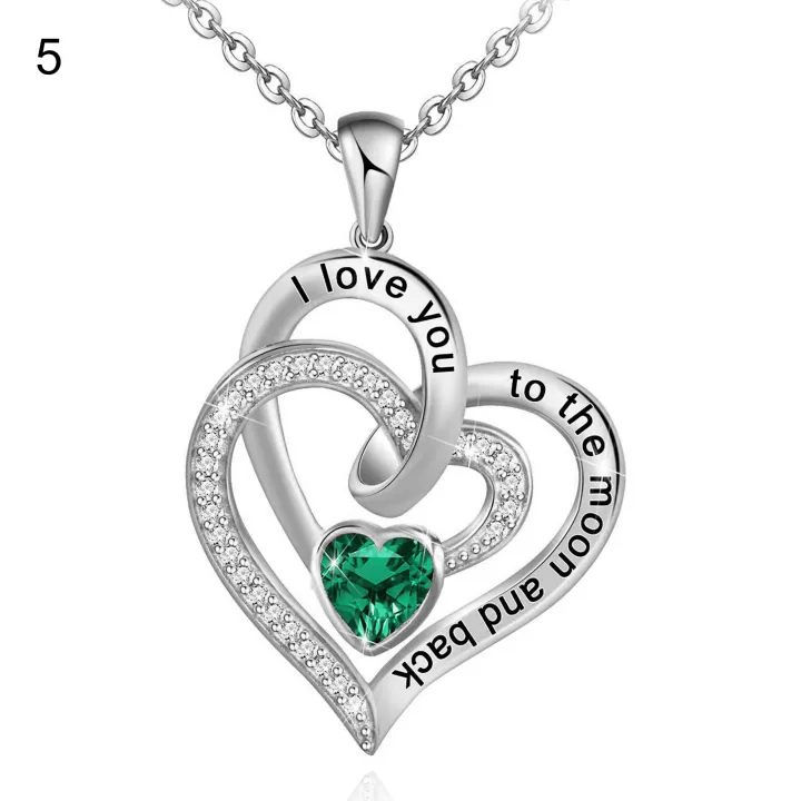 Olivenorma Hearts and Hearts Birthstone Necklace - Silver - May - image 20