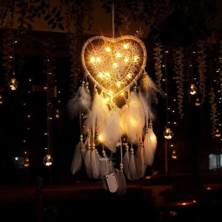 Olivenorma Braided Heart Shape White Feather Dream Catcher - image 5