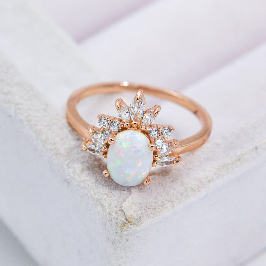 Olivenorma Oval Moonstone Opal S925 Sterling Silver Ring - Golden&Opal - 9 - image 6