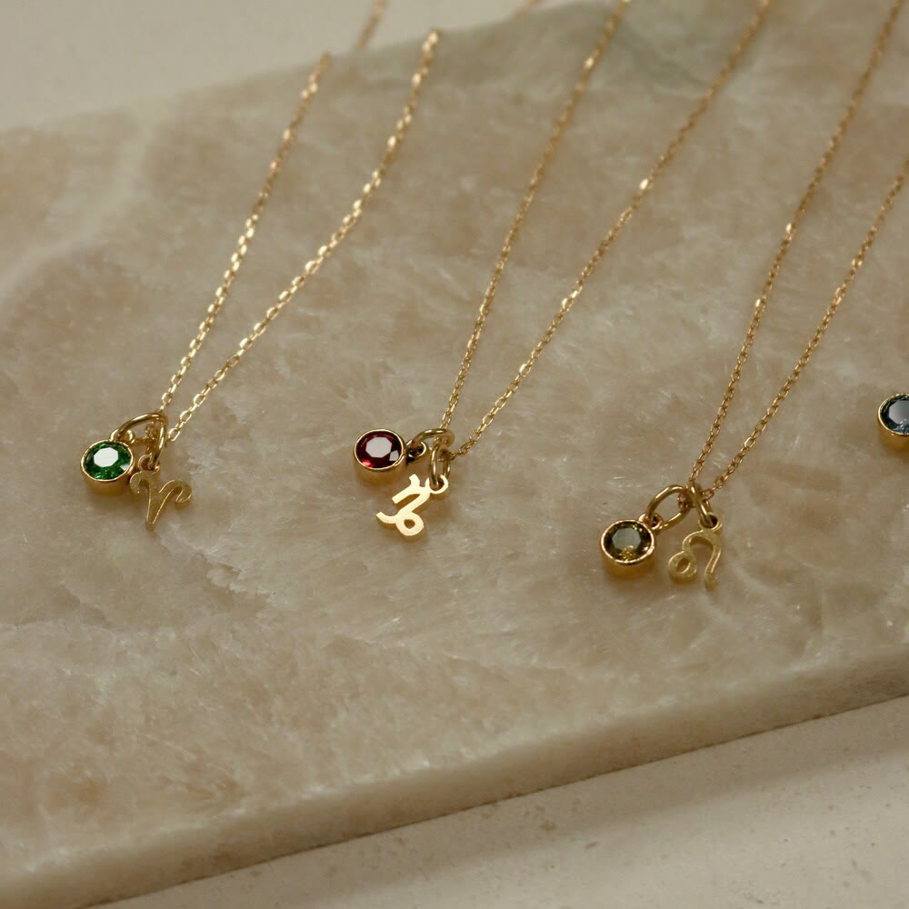 Olivenorma Zodiac Rune Birthstone Stainless Steel Necklace - image 37