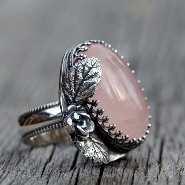 Olivenorma Cotyledon Flower Accessory Oval Rose Quartz Ring - image 1