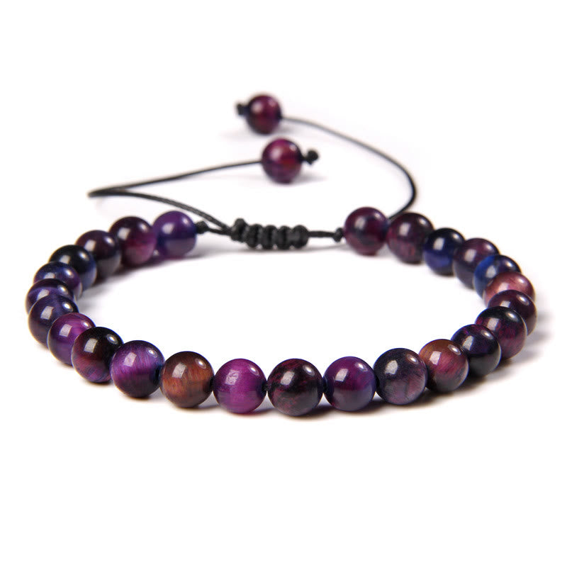 Olivenorma Natural 6mm Stone Beads Braided Wrap Bracelet - Purple Tiger Eye - image 14