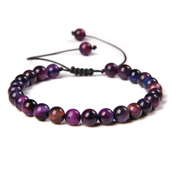 Olivenorma Natural 6mm Stone Beads Braided Wrap Bracelet - Purple Tiger Eye - image 14