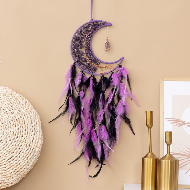 Olivenorma Natural Gravel Woven Tree of Life Moon Dream Catcher - image 12