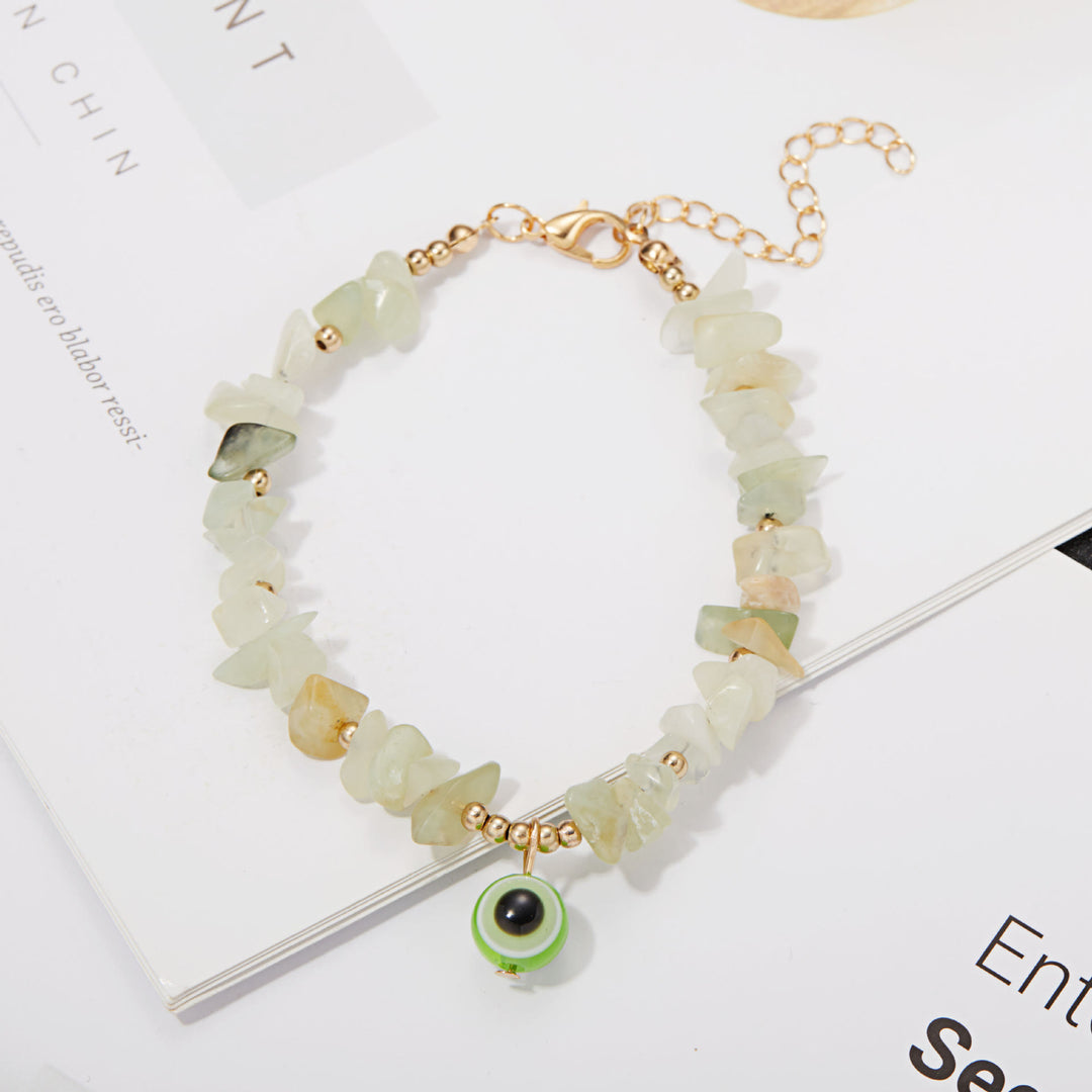Olivenorma Natural Crystal Gravel Evil Eye Pendant Bracelet - image 2