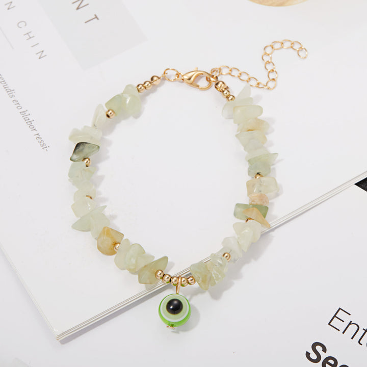 Olivenorma Natural Crystal Gravel Evil Eye Pendant Bracelet - image 2