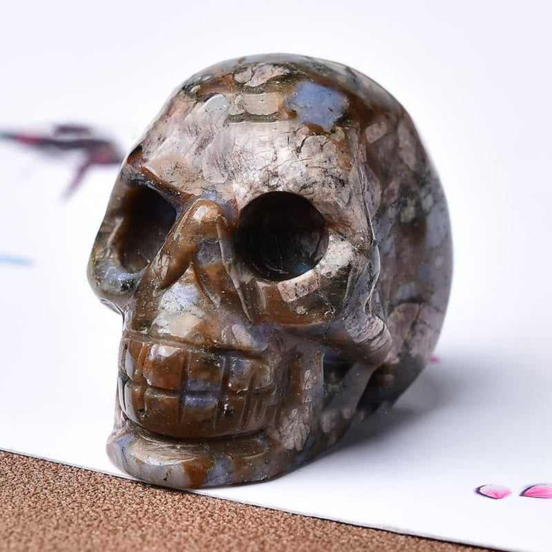 Olivenorma Crystal Engraved Skull Crafts Gemstone Decoration - Blue Sandstone - image 31