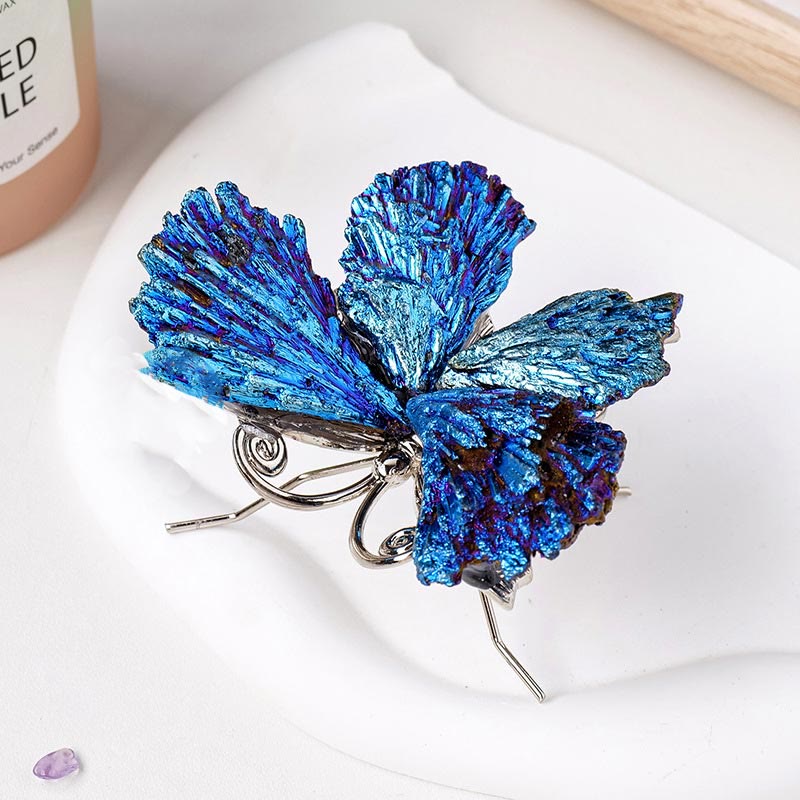 Olivenorma Aura Tourmaline Kyanite Butterfly Gemstone Decoration - Butterfly&Silver - image 2