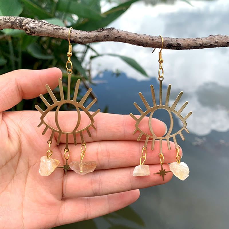 Olivenorma Evil Eye Tears Star Pendant Crystal Earrings - Citrine - image 14