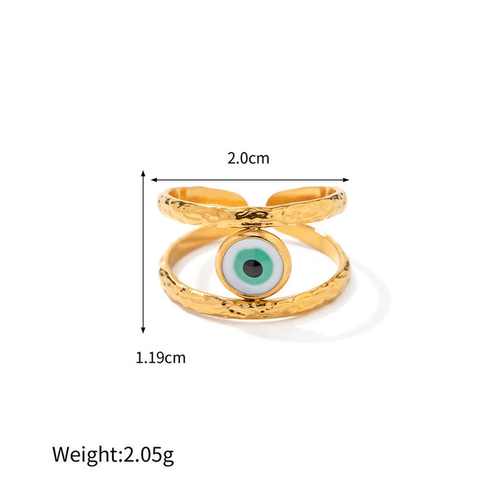 Olivenorma Various Evil Eye Glue Gold Adjustable Open Rings - Light Blue Evil Eye#2 - image 2