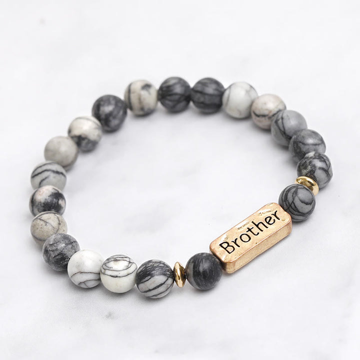 Olivenorma Natural Gemstone Brother Engraving Bracelet - image 6