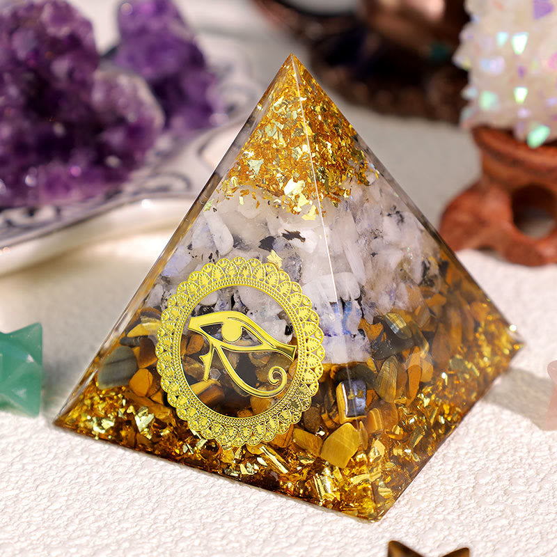 Olivenorma Tiger Eye Moonstone Eye Of Horus Orgone Pyramid - image 2