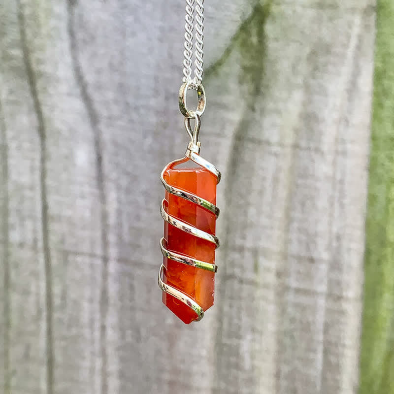 Olivenorma Carnelian Hexagonal Prism Bullet Head Crystal Necklace - image 4