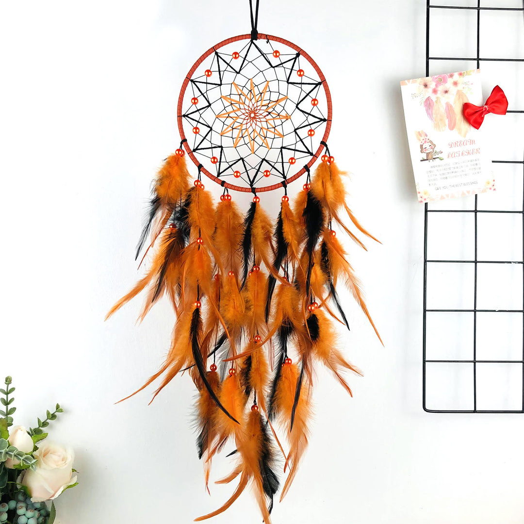 Olivenorma Acrylic Beads Orange Feather Handmade Halloween Dream Catcher - image 1