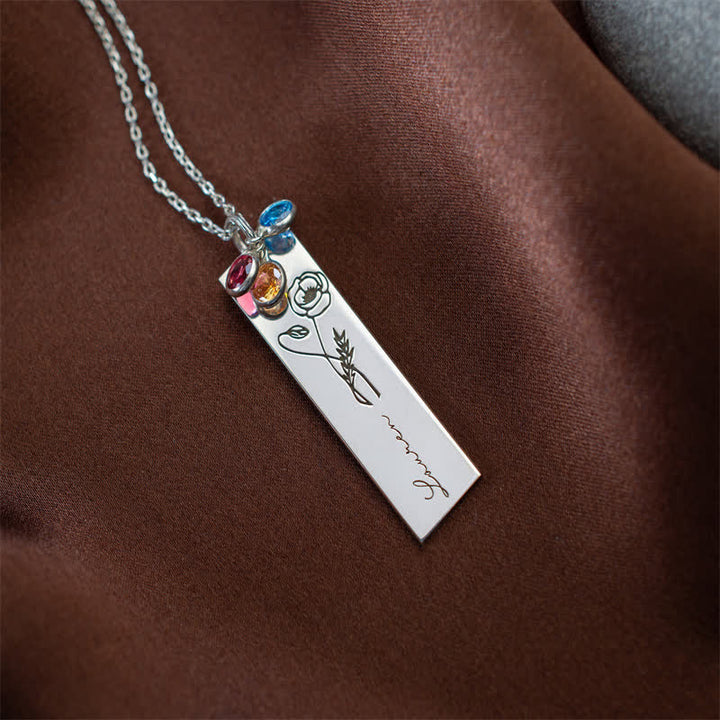 Olivenorma Personalized Birth Flower & Birthstone with Name Jewelry Necklace - image 9