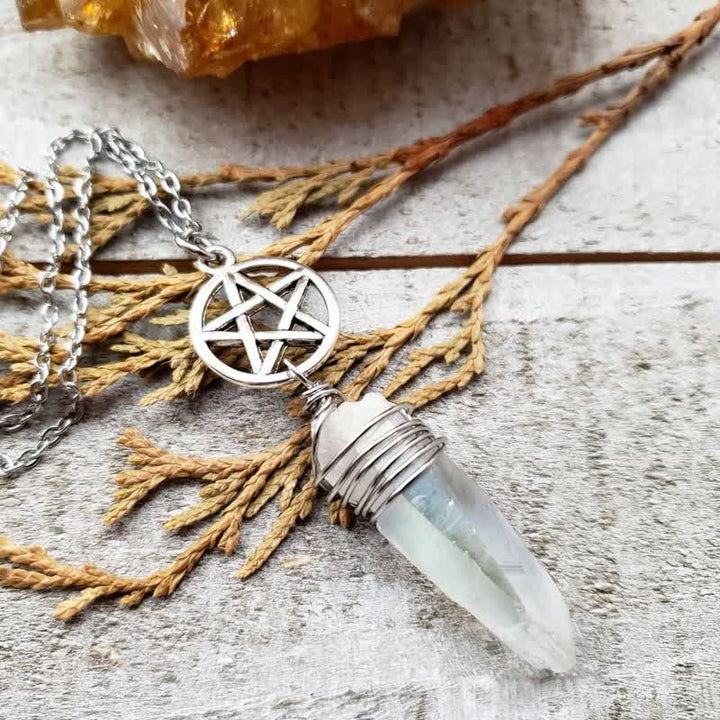 Olivenorma Pentagram Quartz Witch Necklace - image 2