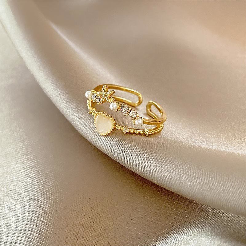 Olivenorma Cat's Eye Stone White Zircon Adjustable Ring - image 5