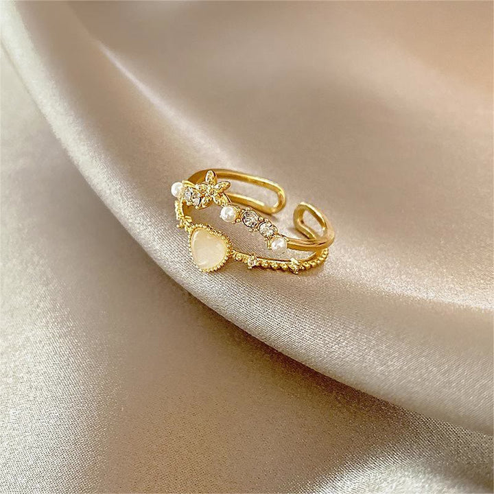 Olivenorma Cat's Eye Stone White Zircon Adjustable Ring - image 5