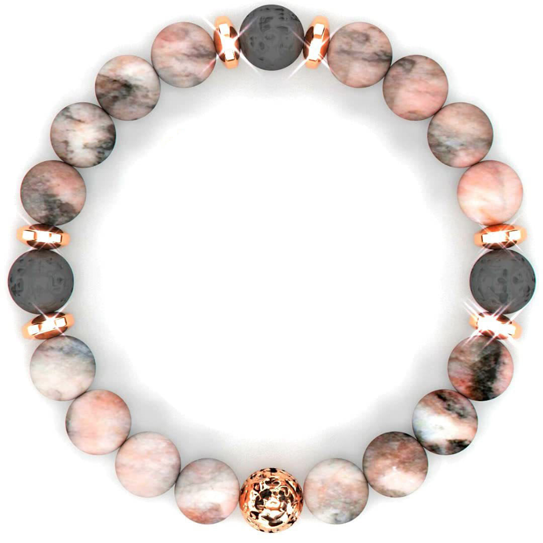 Olivenorma Rhodonite Lava Stone With Lavender Essential Oil Bracelet - Rhodonite&Lava Stone - without Lavender Essential Oil - image 0