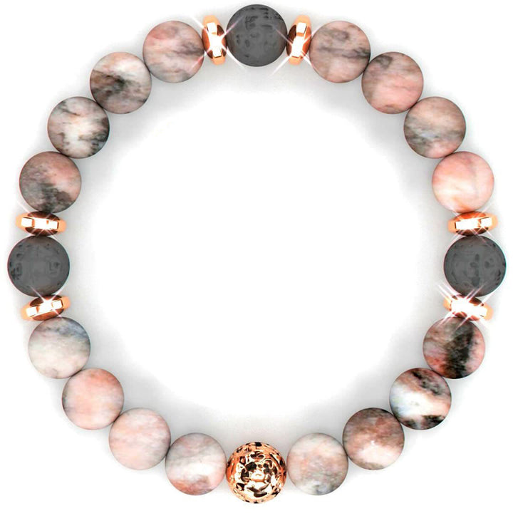 Olivenorma Rhodonite Lava Stone With Lavender Essential Oil Bracelet - Rhodonite&Lava Stone - without Lavender Essential Oil - image 0