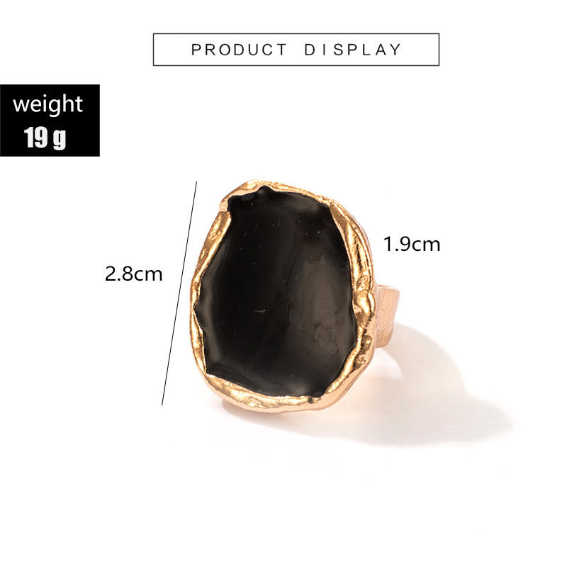 Olivenorma Exaggerated Irregular Gold Edged Resin Glue Ring - image 7