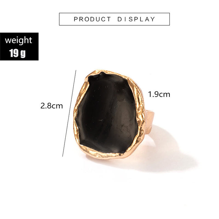 Olivenorma Exaggerated Irregular Gold Edged Resin Glue Ring - image 7