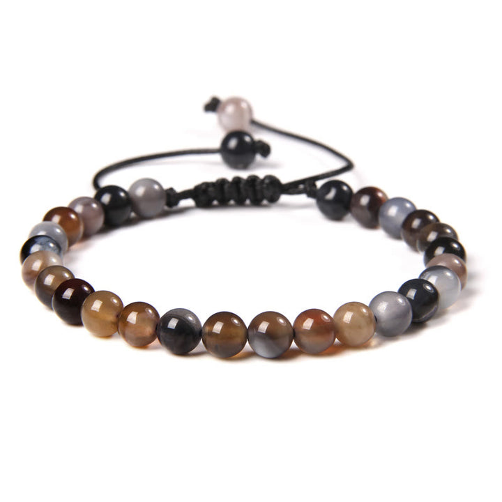Olivenorma Natural 6mm Stone Beads Braided Wrap Bracelet - Gray Moonstone - image 6
