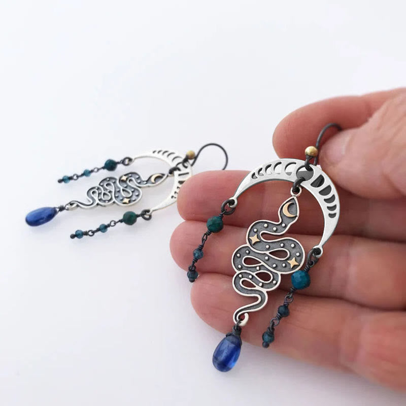 Olivenorma Moon Star Snake Earrings Sapphire Drop Witch Earrings - image 1