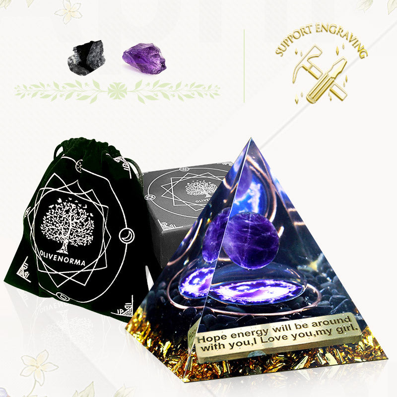 Olivenorma Black Tourmaline Amethyst Orgone Pyramid - image 4