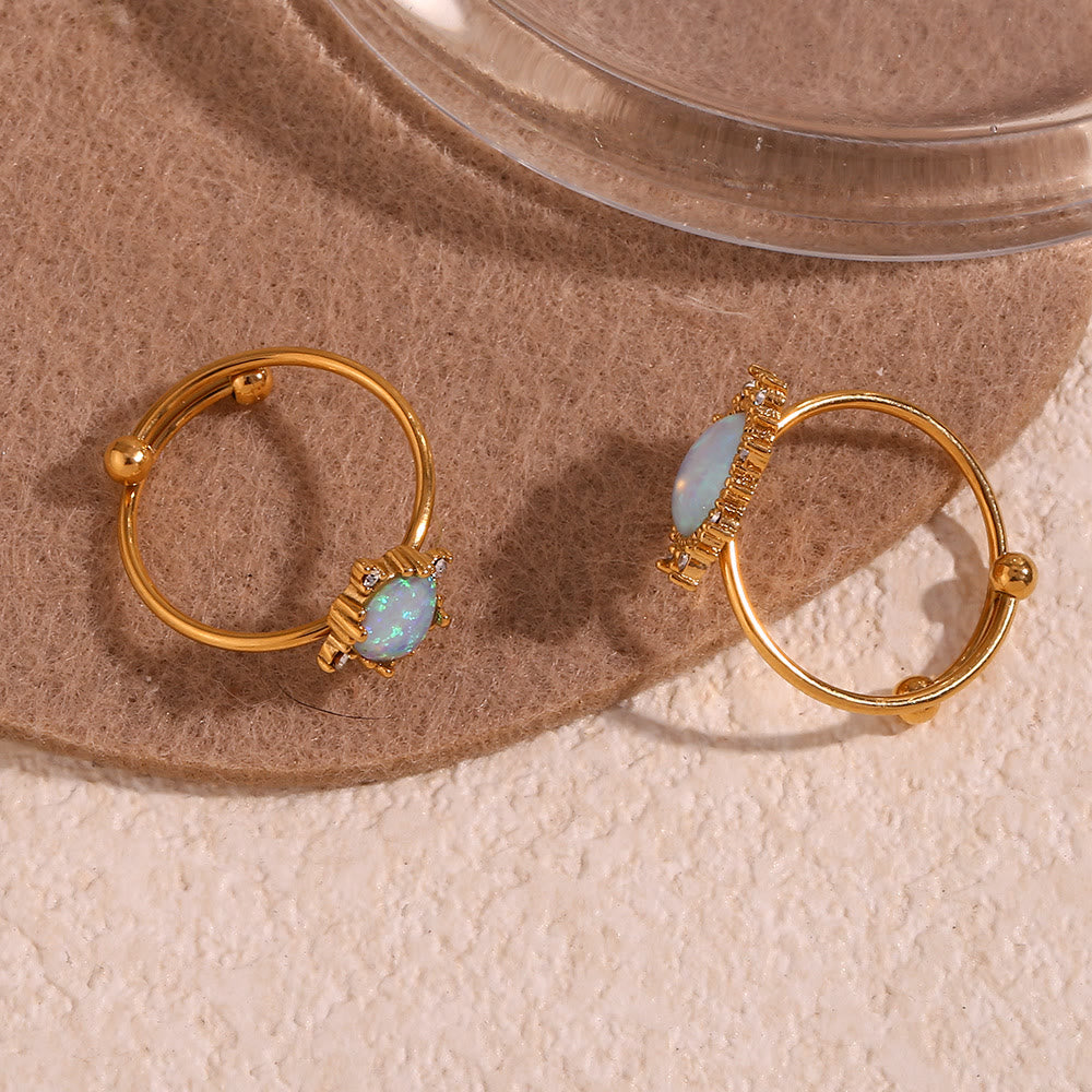 Olivenorma Natural Opal Sun Heart Adjustable Ring - image 18