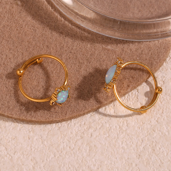 Olivenorma Natural Opal Sun Heart Adjustable Ring - image 18