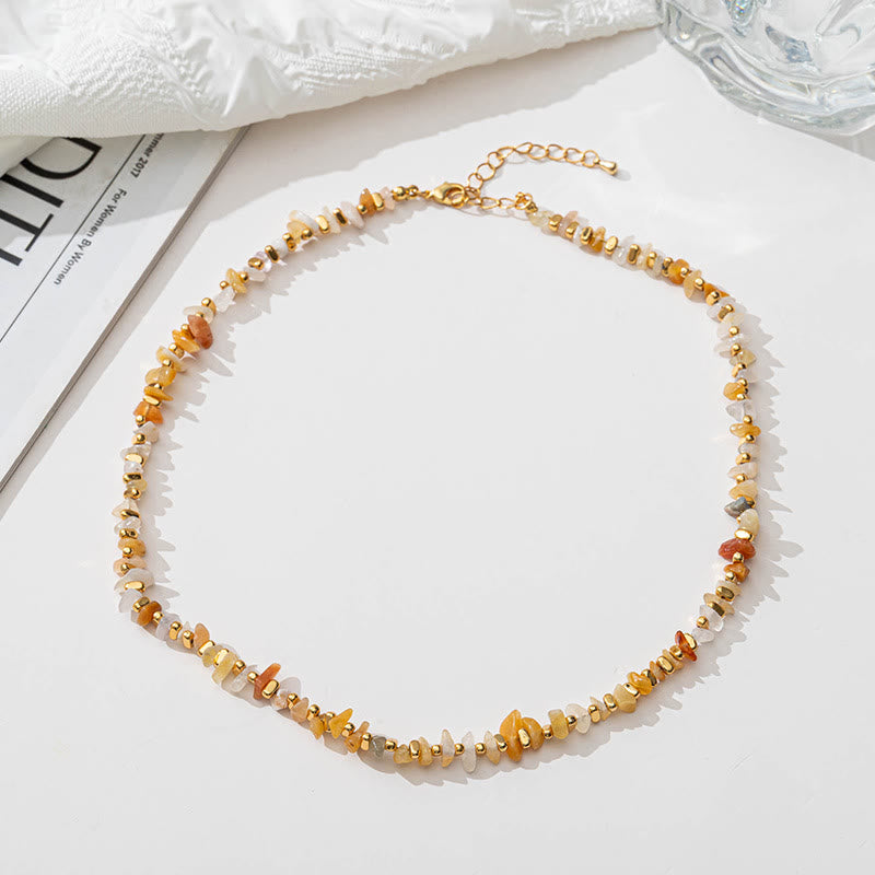 Olivenorma Natural Citrine Beaded Amethyst Gravel Necklace Bracelet - Citrine&Clear Crystal - Necklace - image 1