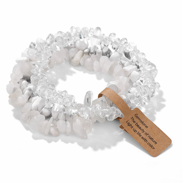 Olivenorma Natural Irregular Crystal Gravel Three Layer Bracelet - White Turquoise&White Agate - image 62
