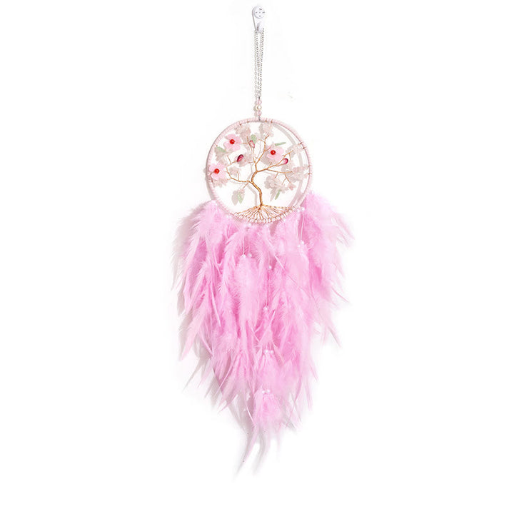 Olivenorma Crystal Tree of Life Pink Feather Dream Catcher - Pink Flowers & Tree of Life - image 19