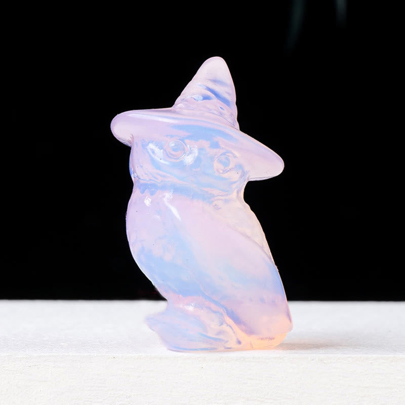 Olivenorma Halloween Crystal Owl Carving Gemstone Decoration - Pink Opalite - image 15