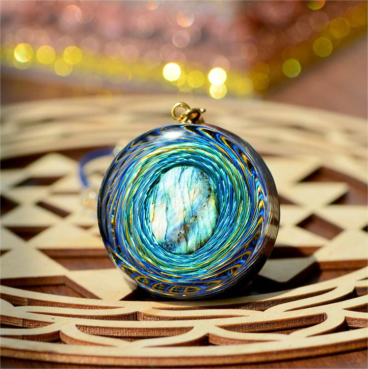 Olivenorma Sacred Siphon Space Natural Labradorite Blue Orgone Necklace - image 3