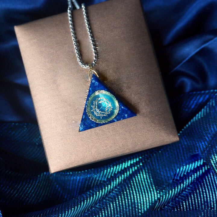 Olivenorma Lapis Lazuli Aquamarine Triangular Organe Necklace - Lapis Lazuli&Aquamarine - image 0