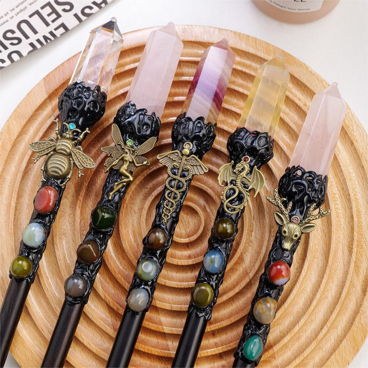 Olivenorma Natural Stone Magic Column Cosplay Halloween Crystal Wands - Citrine & Dragon - image 0