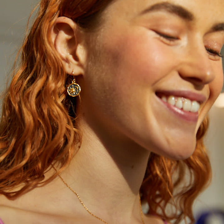 Olivenorma Bohemia Citrine Sun And Cresent Moon Earrings - image 3