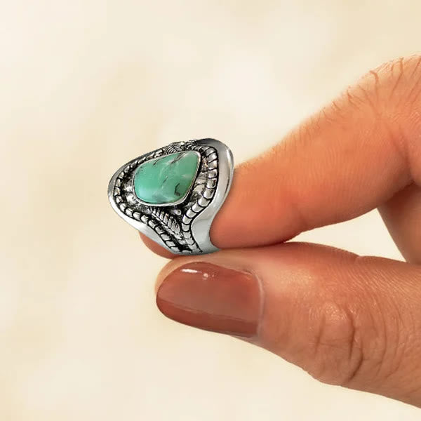 Olivenorma Vintage Large Turquoise Ring - image 5