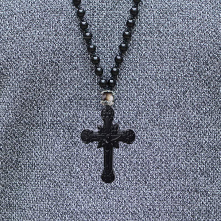Olivenorma Obsidian Cross Symbol Necklace - image 4