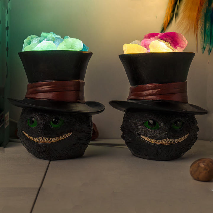 Olivenorma Natural Fluorite Hat Black Cat Crystal Lamp - image 0